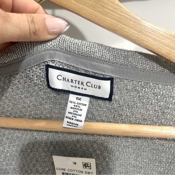 Charter Club Sparkly Gray Sweater Plus Size 1x - Picture 11 of 11